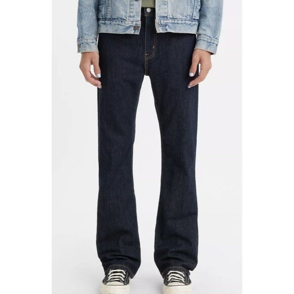 Levis 527 Jeans Men 32x32 Blue Denim Slim Bootcut Western Stretch Flex Dark Wash - Picture 1 of 16